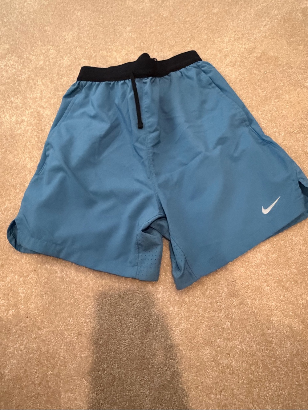 Nike Kid’s Light Blue Athletic Shorts with Black Waistband